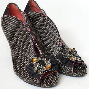 BLACK RED ALERT Poetic License Peep Toe Shoes Women's Size 7.5